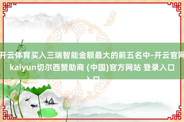 开云体育买入三瑞智能金额最大的前五名中-开云官网kaiyun切尔西赞助商 (中国)官方网站 登录入口